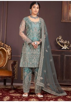 Light Green   Embroidery Straight Pant Suit